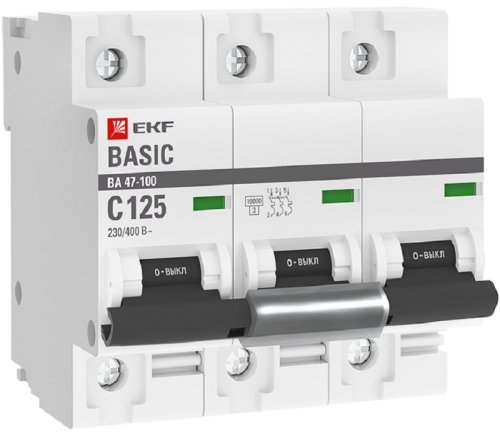 Выключатель автоматический EKF Basic ВА47-100 3п 125А C 10кА картинка